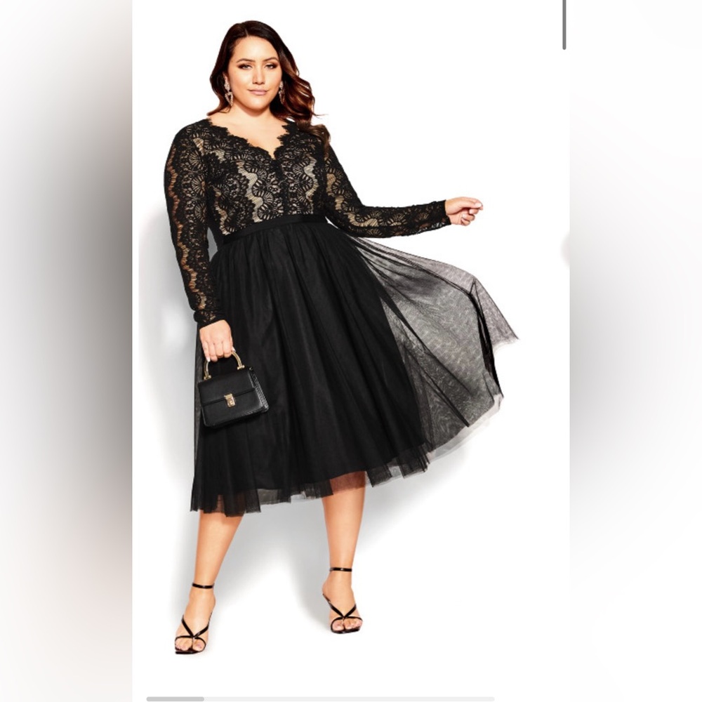 NWT Black lace midi dress (plus)